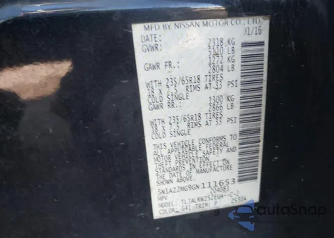 2016 Nissan Murano Sl from USA, damaged, VIN 5N1AZ2MG9GN111653